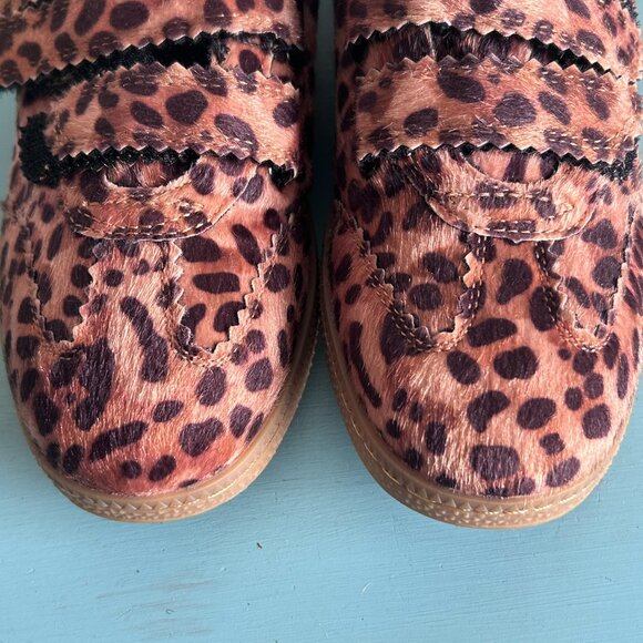 Camila Coelho Bastion Leopard Velcro Closure Sneakers Size 6.5 Vegan Pony Hair - Picture 9 of 14
